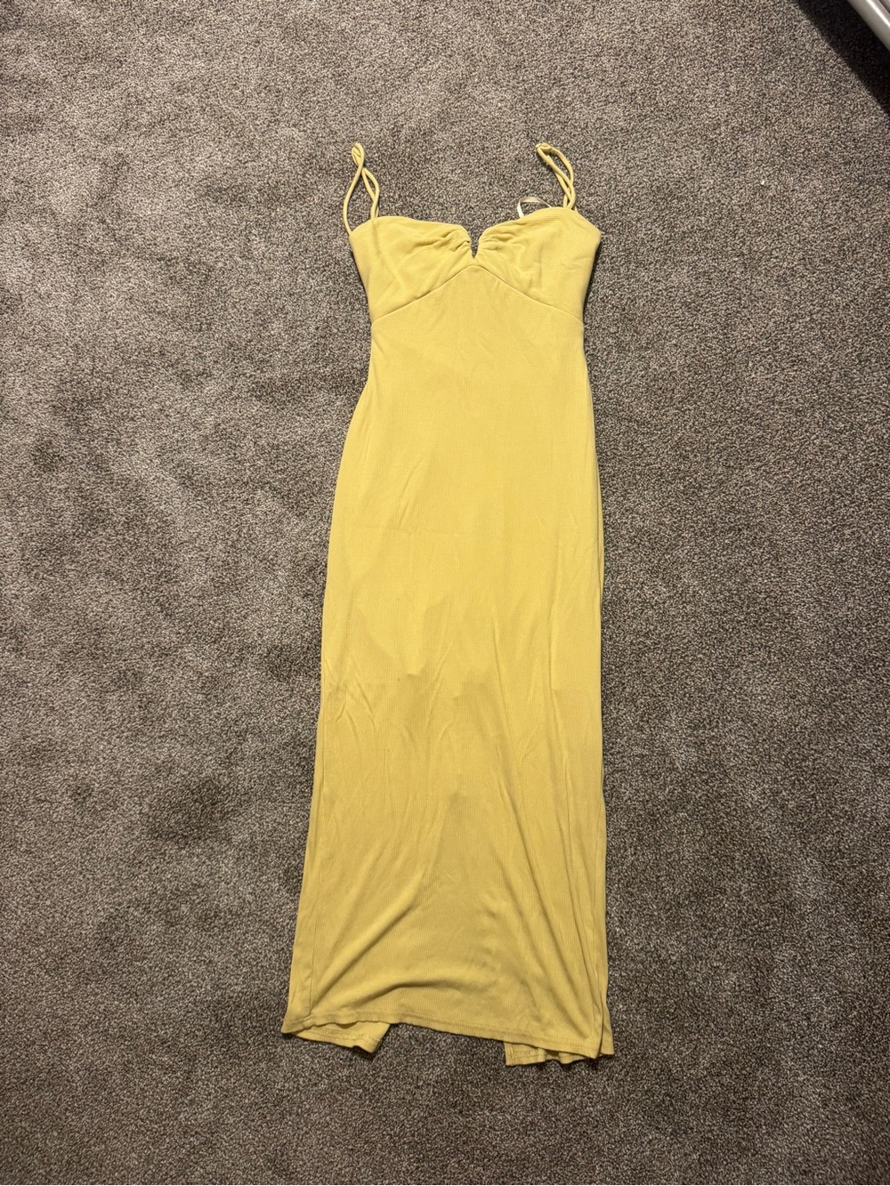 Yellow Maxi Slip Dress with Adjustable Spaghetti Straps - Picture 1 of 3
